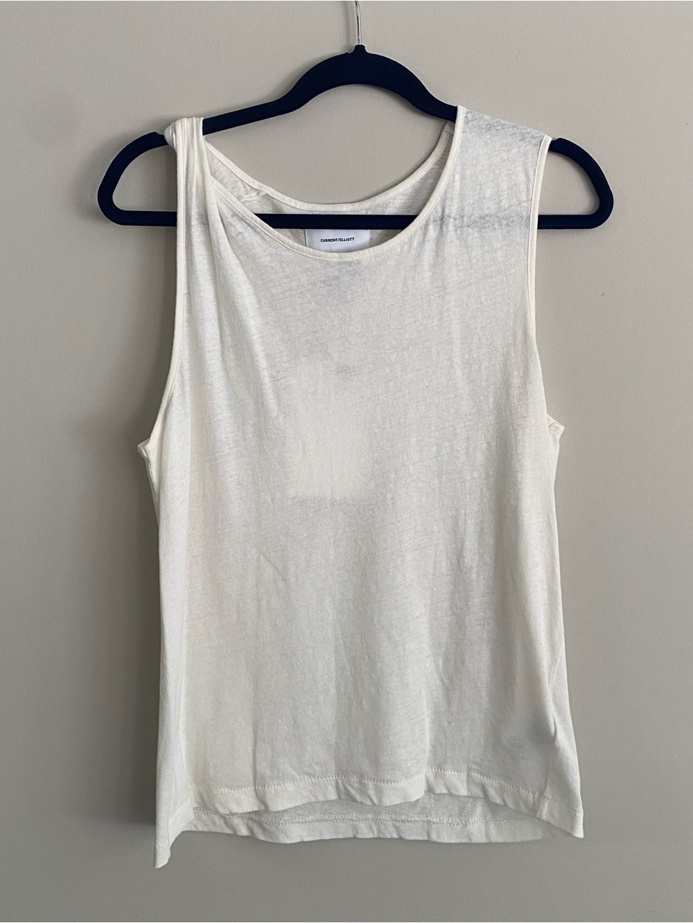 Current/Elliott NWT Tied Up Muscle Tank Cream Cotton Linen Size 3 L